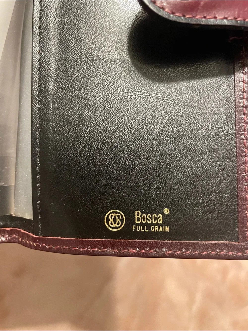 Bosca Burgundy Leather Long Wallet with Gold Accent - Picture 2 of 2